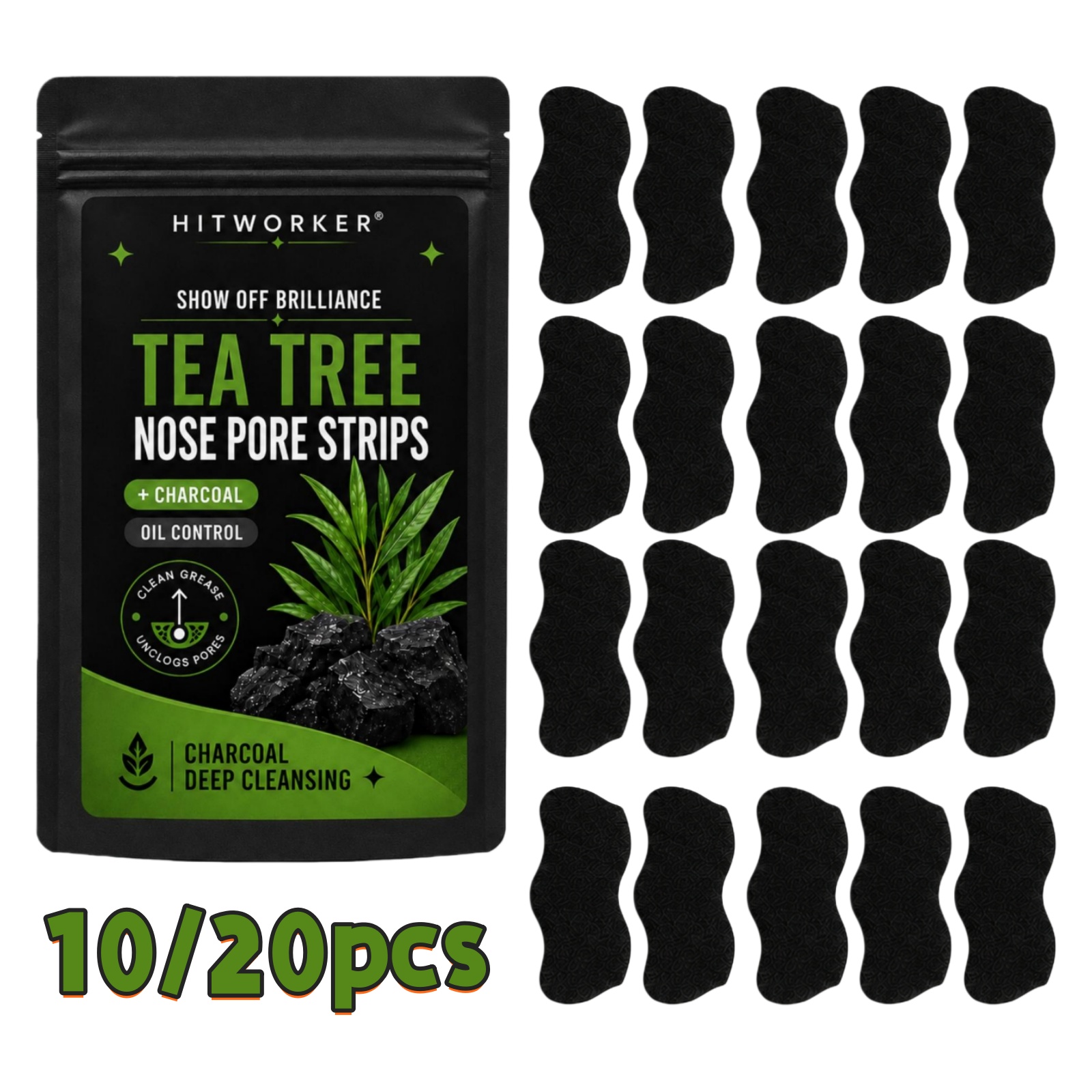 Charcoal Pore Strip - 10/20 Piezas de Tiras Negras para