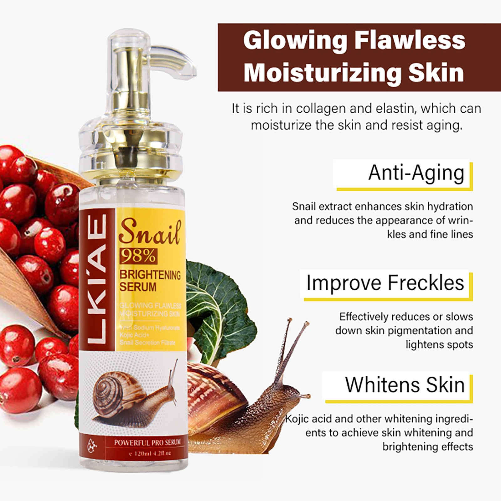 AILKE Suero blanqueador con ex - Snail Mucin Essence reseña y precio