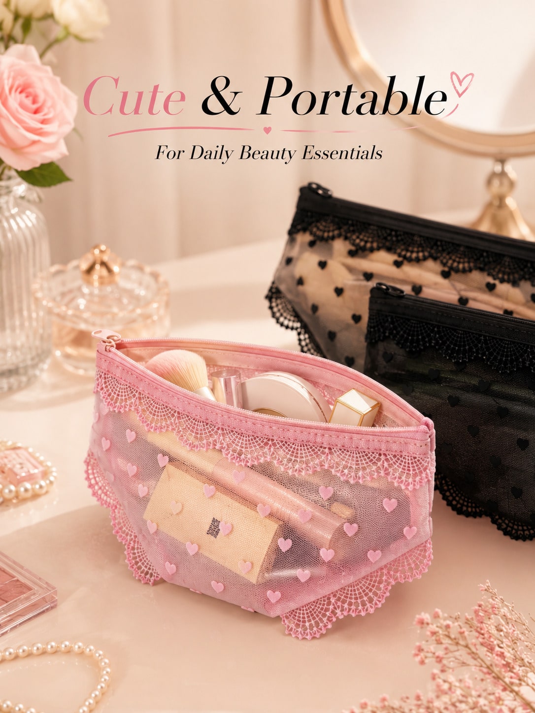 Bolsa de maquillaje transparen - Skincare B Erl reseña y precio